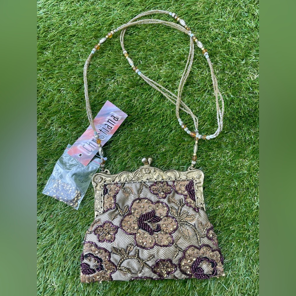 Vintage Christiana 20s Inspired Beaded Crossbody Shoulder Bag C120819 2000s NWT